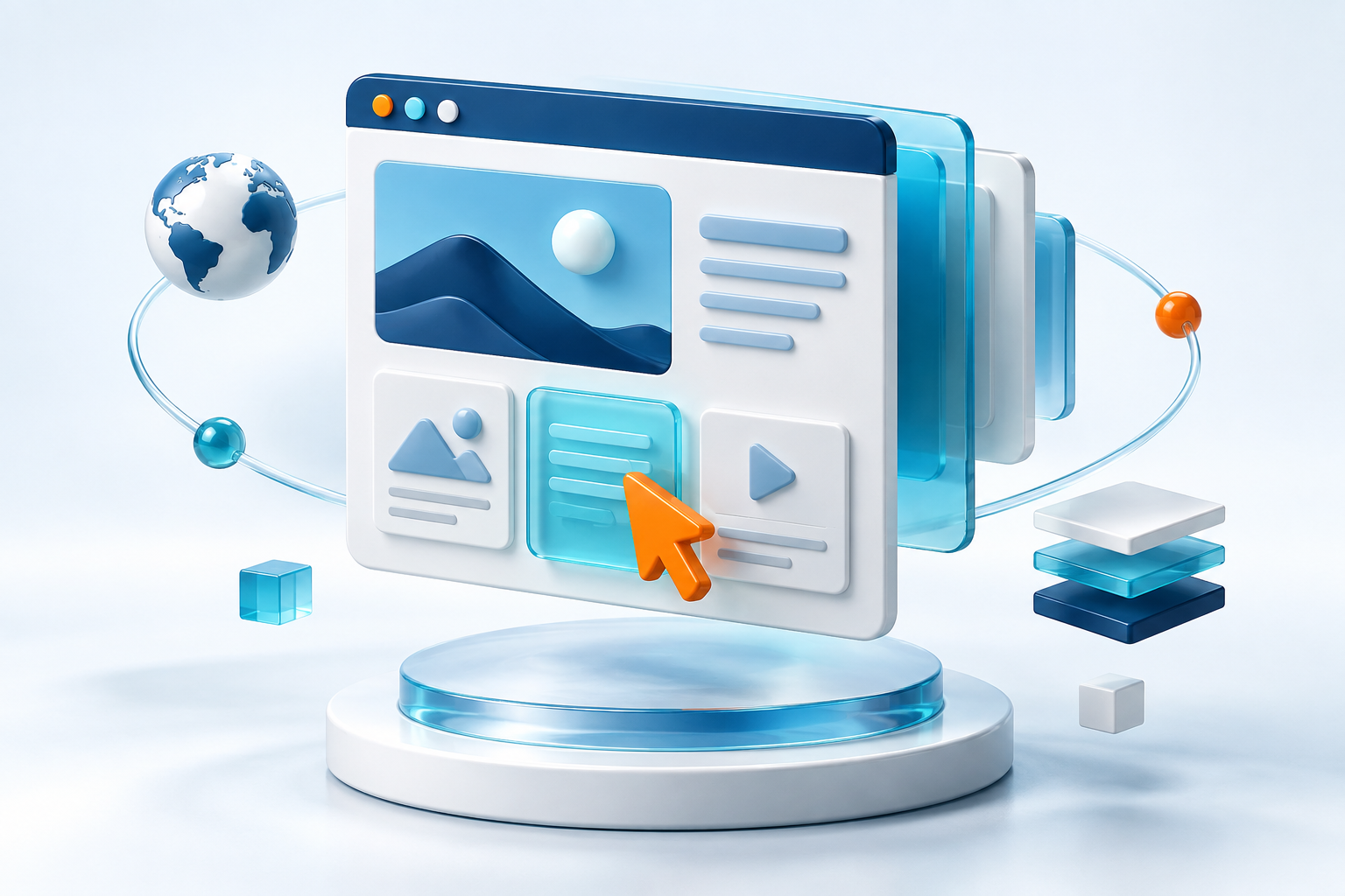 A new conceptual illustration of responsive website content and connected enquiry tools.